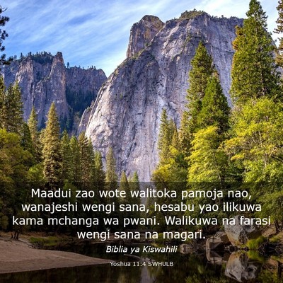 Picture 03 - Yoshua 11:4 SWHULB - Maadui zao wote walitoka pamoja nao, wanajeshi - Bible Verse Picture