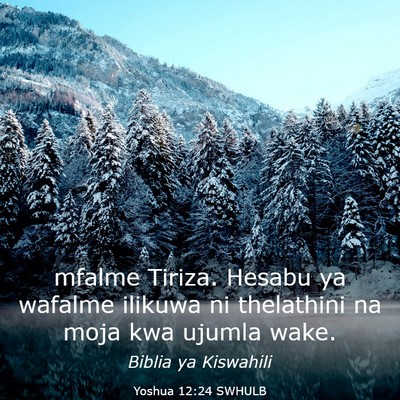 Picture 03 - Yoshua 12:24 SWHULB - mfalme Tiriza. Hesabu ya wafalme ilikuwa ni - Bible Verse Picture