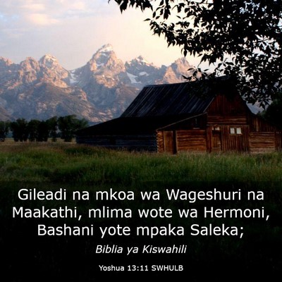 Picture 03 - Yoshua 13:11 SWHULB - Gileadi na mkoa wa Wageshuri na Maakathi, mlima - Bible Verse Picture