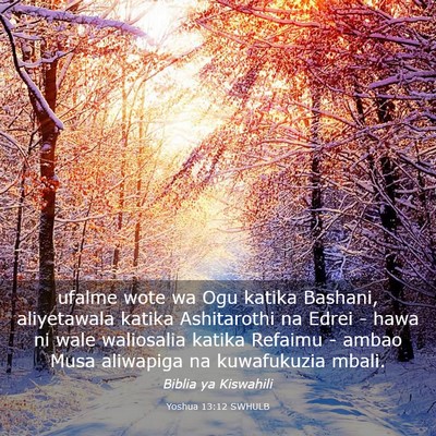 Picture 03 - Yoshua 13:12 SWHULB - ufalme wote wa Ogu katika Bashani, aliyetawala - Bible Verse Picture