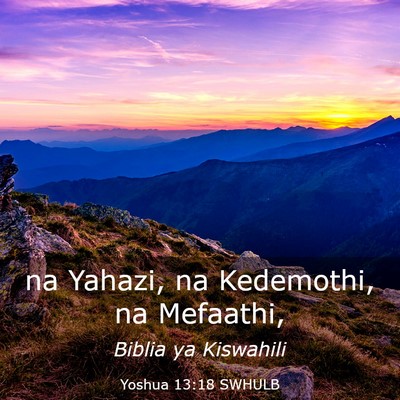 Picture 03 - Yoshua 13:18 SWHULB - na Yahazi, na Kedemothi, na - Bible Verse Picture