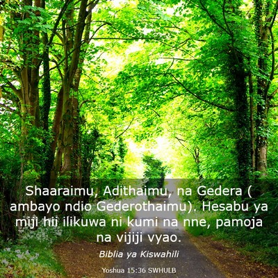 Picture 03 - Yoshua 15:36 SWHULB - Shaaraimu, Adithaimu, na Gedera ( ambayo ndio - Bible Verse Picture