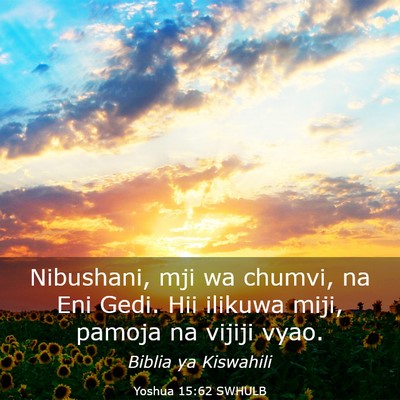 Picture 03 - Yoshua 15:62 SWHULB - Nibushani, mji wa chumvi, na Eni Gedi. Hii - Bible Verse Picture