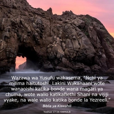 Picture 03 - Yoshua 17:16 SWHULB - Wazawa wa Yusufu wakasema, “Nchi ya milima - Bible Verse Picture