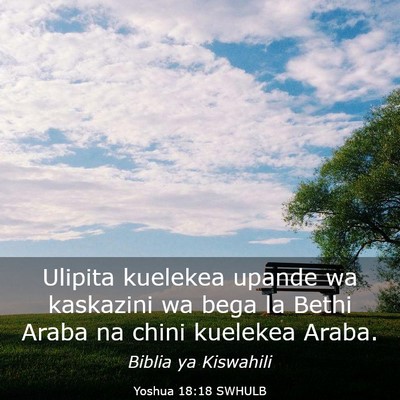 Picture 03 - Yoshua 18:18 SWHULB - Ulipita kuelekea upande wa kaskazini wa bega la - Bible Verse Picture