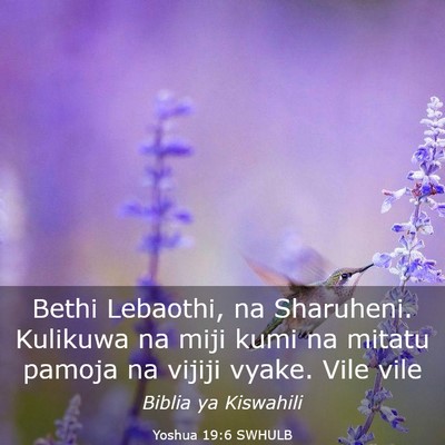 Picture 03 - Yoshua 19:6 SWHULB - Bethi Lebaothi, na Sharuheni. Kulikuwa na miji - Bible Verse Picture