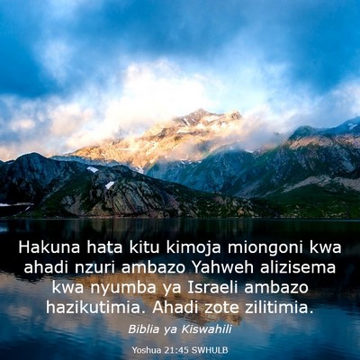 Picture 03 - Yoshua 21:45 SWHULB - Hakuna hata kitu kimoja miongoni kwa ahadi nzuri - Bible Verse Picture