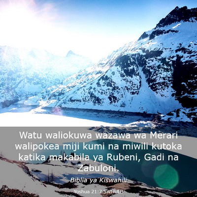 Picture 03 - Yoshua 21:7 SWHULB - Watu waliokuwa wazawa wa Merari walipokea miji - Bible Verse Picture