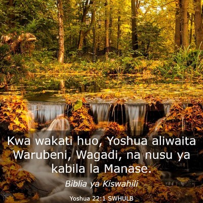 Picture 03 - Yoshua 22:1 SWHULB - Kwa wakati huo, Yoshua aliwaita Warubeni, Wagadi, - Bible Verse Picture