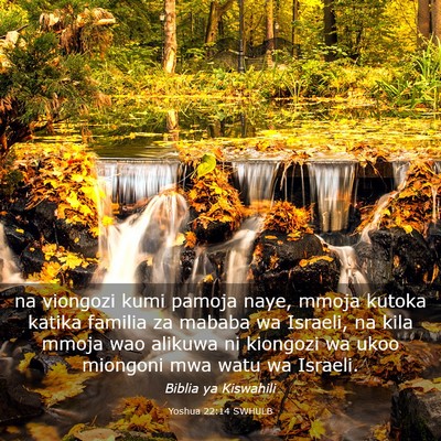 Picture 03 - Yoshua 22:14 SWHULB - na viongozi kumi pamoja naye, mmoja kutoka katika - Bible Verse Picture