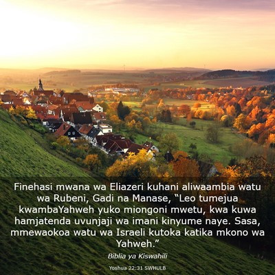 Picture 03 - Yoshua 22:31 SWHULB - Finehasi mwana wa Eliazeri kuhani aliwaambia watu - Bible Verse Picture