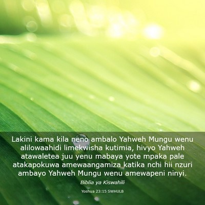 Picture 03 - Yoshua 23:15 SWHULB - Lakini kama kila neno ambalo Yahweh Mungu wenu - Bible Verse Picture