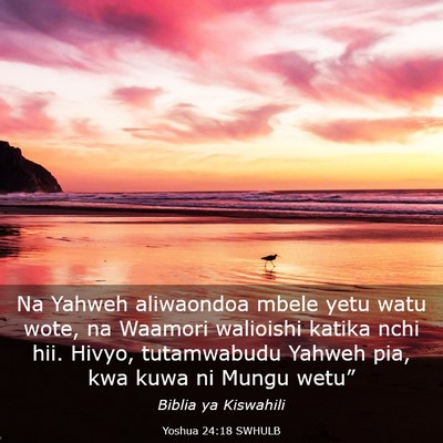 Picture 03 - Yoshua 24:18 SWHULB - Na Yahweh aliwaondoa mbele yetu watu wote, na - Bible Verse Picture