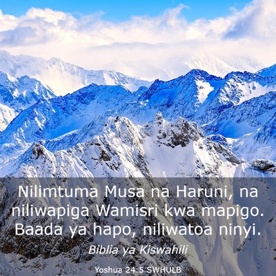Picture 03 - Yoshua 24:5 SWHULB - Nilimtuma Musa na Haruni, na niliwapiga Wamisri - Bible Verse Picture