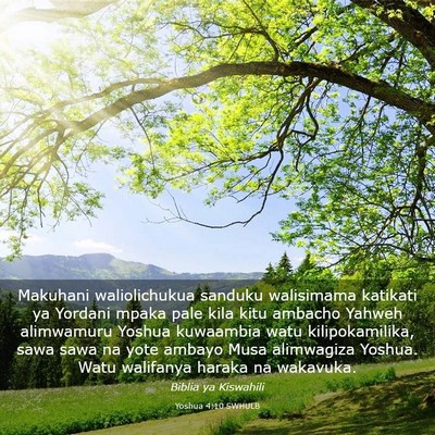 Picture 03 - Yoshua 4:10 SWHULB - Makuhani waliolichukua sanduku walisimama - Bible Verse Picture