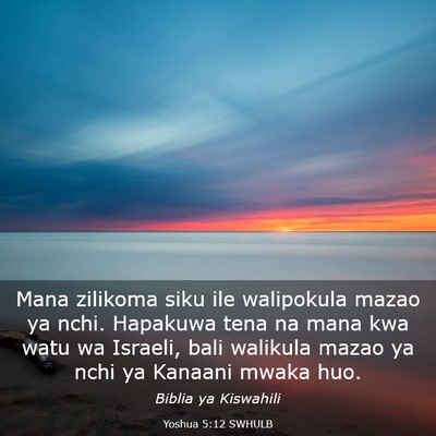 Picture 03 - Yoshua 5:12 SWHULB - Mana zilikoma siku ile walipokula mazao ya nchi. - Bible Verse Picture