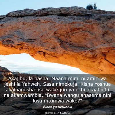 Picture 03 - Yoshua 5:14 SWHULB - Akajibu, la hasha. Maana mimi ni amiri wa jeshi - Bible Verse Picture