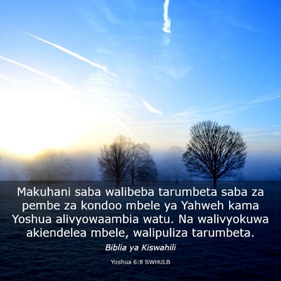 Picture 03 - Yoshua 6:8 SWHULB - Makuhani saba walibeba tarumbeta saba za pembe za - Bible Verse Picture
