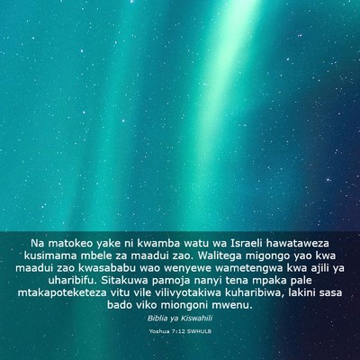 Picture 03 - Yoshua 7:12 SWHULB - Na matokeo yake ni kwamba watu wa Israeli - Bible Verse Picture