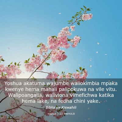 Picture 03 - Yoshua 7:22 SWHULB - Yoshua akatuma wajumbe waliokimbia mpaka kwenye - Bible Verse Picture