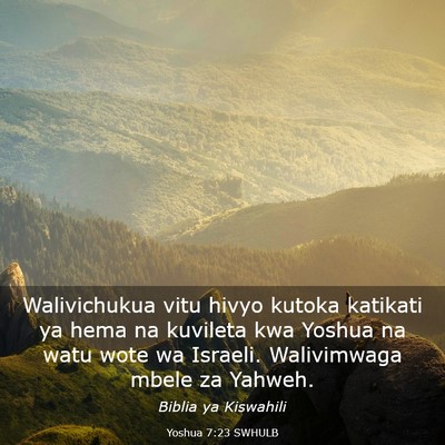 Picture 03 - Yoshua 7:23 SWHULB - Walivichukua vitu hivyo kutoka katikati ya hema - Bible Verse Picture