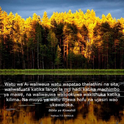 Picture 03 - Yoshua 7:5 SWHULB - Watu wa Ai waliwaua watu wapatao thelathini na - Bible Verse Picture