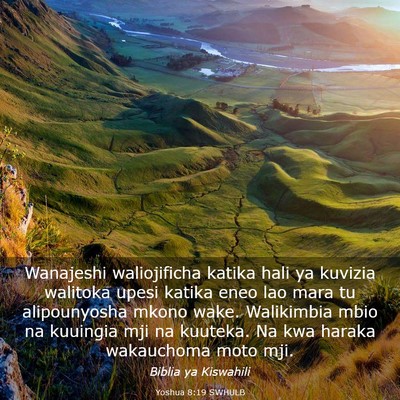 Picture 03 - Yoshua 8:19 SWHULB - Wanajeshi waliojificha katika hali ya kuvizia - Bible Verse Picture