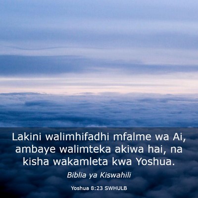 Picture 03 - Yoshua 8:23 SWHULB - Lakini walimhifadhi mfalme wa Ai, ambaye - Bible Verse Picture
