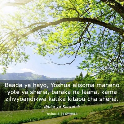 Picture 03 - Yoshua 8:34 SWHULB - Baada ya hayo, Yoshua alisoma maneno yote ya - Bible Verse Picture