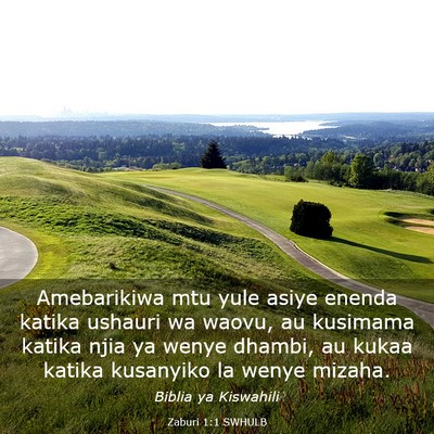 Picture 03 - Zaburi 1:1 SWHULB - Amebarikiwa mtu yule asiye enenda katika ushauri - Bible Verse Picture