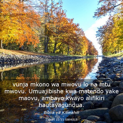 Picture 03 - Zaburi 10:15 SWHULB - vunja mkono wa mwovu lo na mtu mwovu. Umuajibishe - Bible Verse Picture