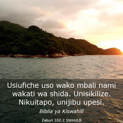 Picture 03 - Zaburi 102:2 SWHULB - Usiufiche uso wako mbali nami wakati wa shida. - Bible Verse Picture