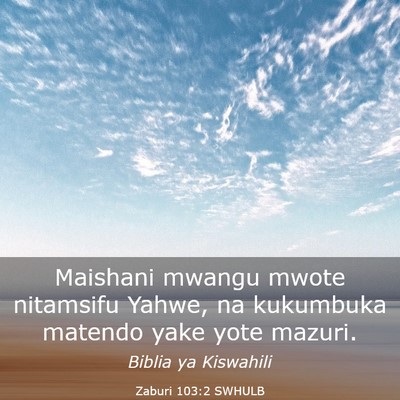 Picture 03 - Zaburi 103:2 SWHULB - Maishani mwangu mwote nitamsifu Yahwe, na - Bible Verse Picture