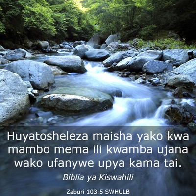 Picture 03 - Zaburi 103:5 SWHULB - Huyatosheleza maisha yako kwa mambo mema ili - Bible Verse Picture