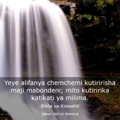 Picture 03 - Zaburi 104:10 SWHULB - Yeye alifanya chemchemi kutiririsha maji - Bible Verse Picture