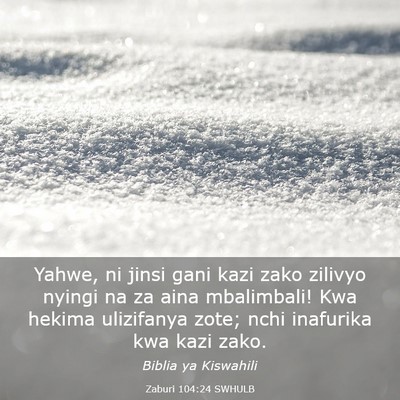 Picture 03 - Zaburi 104:24 SWHULB - Yahwe, ni jinsi gani kazi zako zilivyo nyingi na - Bible Verse Picture