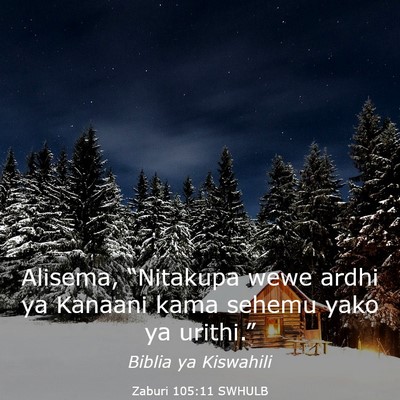 Picture 03 - Zaburi 105:11 SWHULB - Alisema, “Nitakupa wewe ardhi ya Kanaani kama - Bible Verse Picture