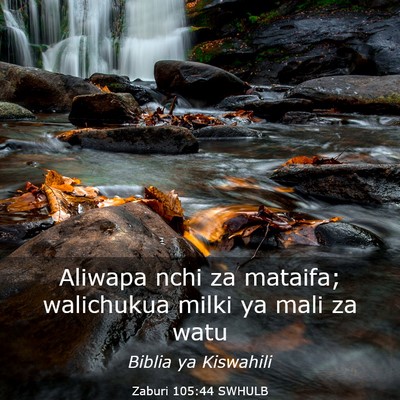 Picture 03 - Zaburi 105:44 SWHULB - Aliwapa nchi za mataifa; walichukua milki ya mali - Bible Verse Picture