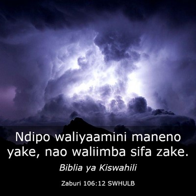 Picture 03 - Zaburi 106:12 SWHULB - Ndipo waliyaamini maneno yake, nao waliimba sifa - Bible Verse Picture