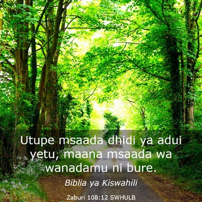 Picture 03 - Zaburi 108:12 SWHULB - Utupe msaada dhidi ya adui yetu, maana msaada wa - Bible Verse Picture