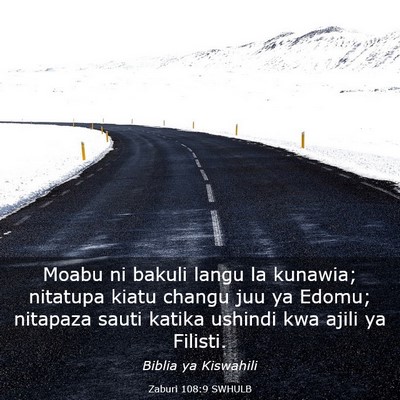 Picture 03 - Zaburi 108:9 SWHULB - Moabu ni bakuli langu la kunawia; nitatupa kiatu - Bible Verse Picture