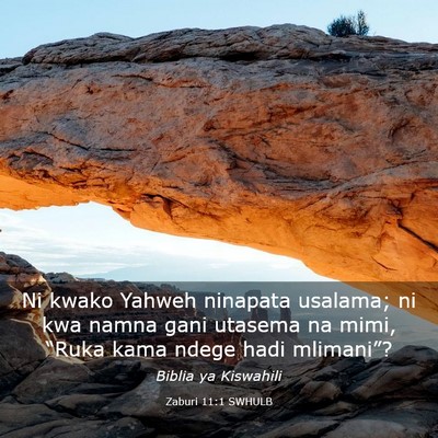 Picture 03 - Zaburi 11:1 SWHULB - Ni kwako Yahweh ninapata usalama; ni kwa namna - Bible Verse Picture