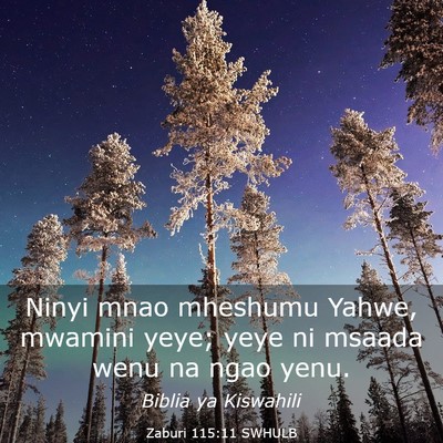 Picture 03 - Zaburi 115:11 SWHULB - Ninyi mnao mheshumu Yahwe, mwamini yeye; yeye ni - Bible Verse Picture