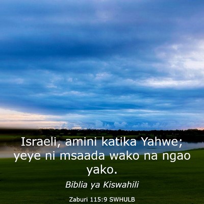 Picture 03 - Zaburi 115:9 SWHULB - Israeli, amini katika Yahwe; yeye ni msaada wako - Bible Verse Picture