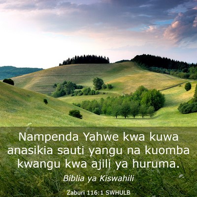 Picture 03 - Zaburi 116:1 SWHULB - Nampenda Yahwe kwa kuwa anasikia sauti yangu na - Bible Verse Picture