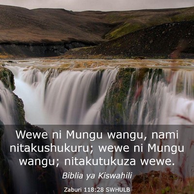 Picture 03 - Zaburi 118:28 SWHULB - Wewe ni Mungu wangu, nami nitakushukuru; wewe ni - Bible Verse Picture