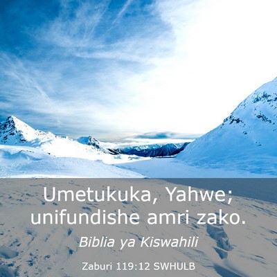 Picture 03 - Zaburi 119:12 SWHULB - Umetukuka, Yahwe; unifundishe amri - Bible Verse Picture
