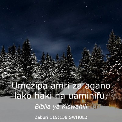 Picture 03 - Zaburi 119:138 SWHULB - Umezipa amri za agano lako haki na - Bible Verse Picture