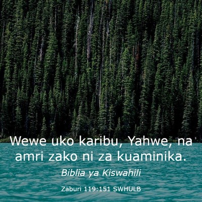 Picture 03 - Zaburi 119:151 SWHULB - Wewe uko karibu, Yahwe, na amri zako ni za - Bible Verse Picture
