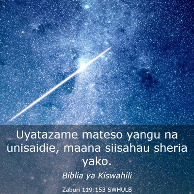 Picture 03 - Zaburi 119:153 SWHULB - Uyatazame mateso yangu na unisaidie, maana - Bible Verse Picture